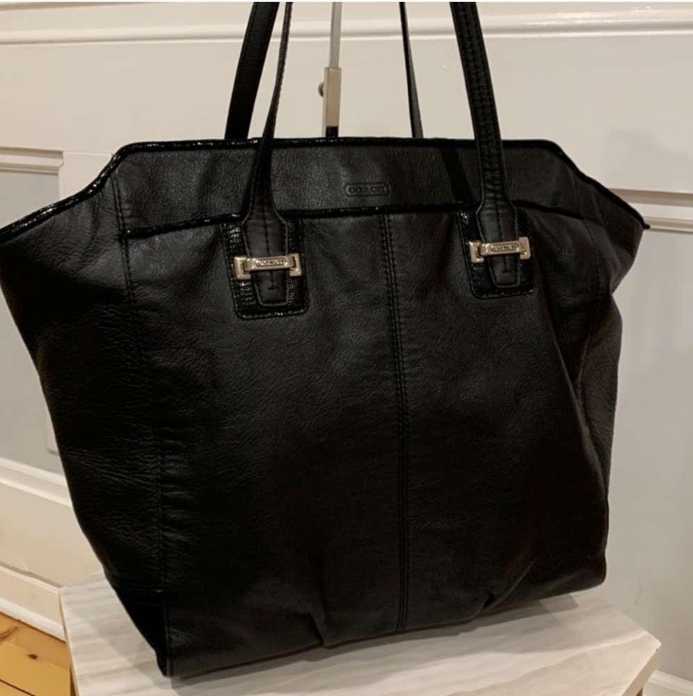 Coach Taylor Leather North South Tote with Sequin-Style Accents in Black #F25941 - Picture 16 of 16